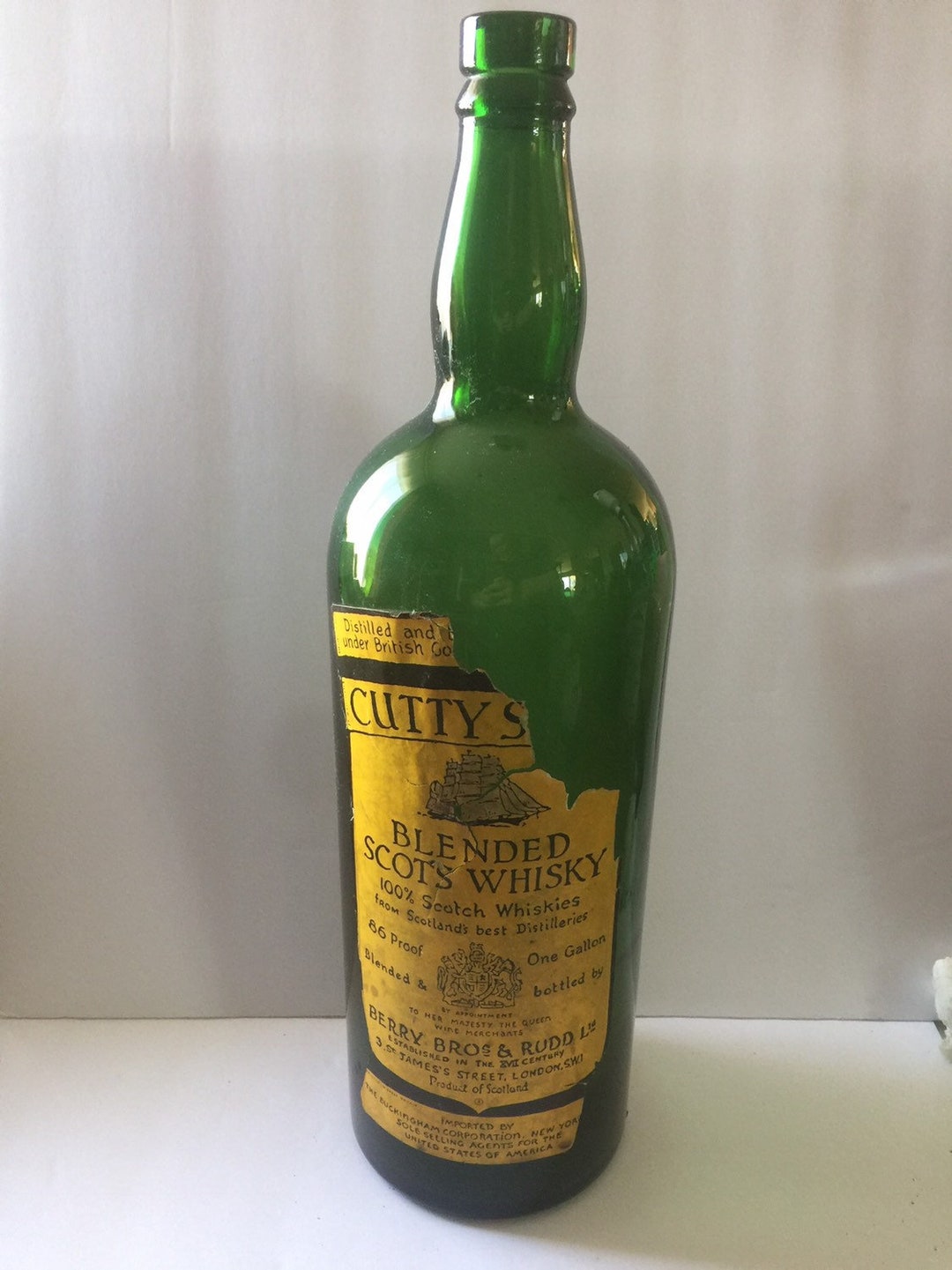 Vintage Large Cutty Sark Green Bar Display Bottle Dispenser Bar