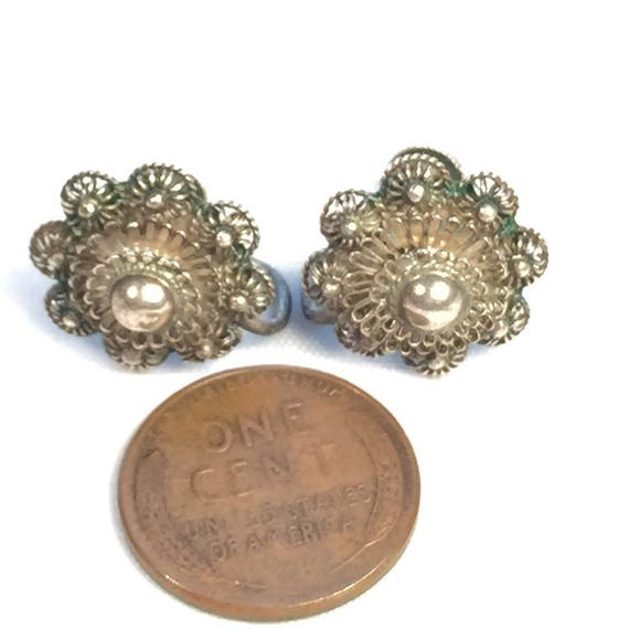 Antique Earrings Sterling Silver Earrings Filigre… - image 6