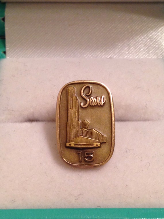 Vintage Sears 15 Year Gold Tie Pin Label Pin - image 1
