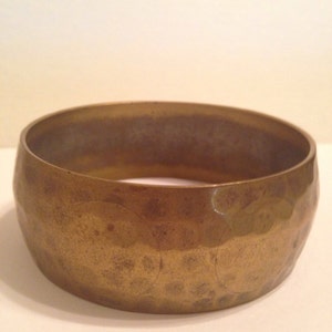 Vintage Old Hammered Brass Bracelet 1960&#39;s Hippie Bracelet