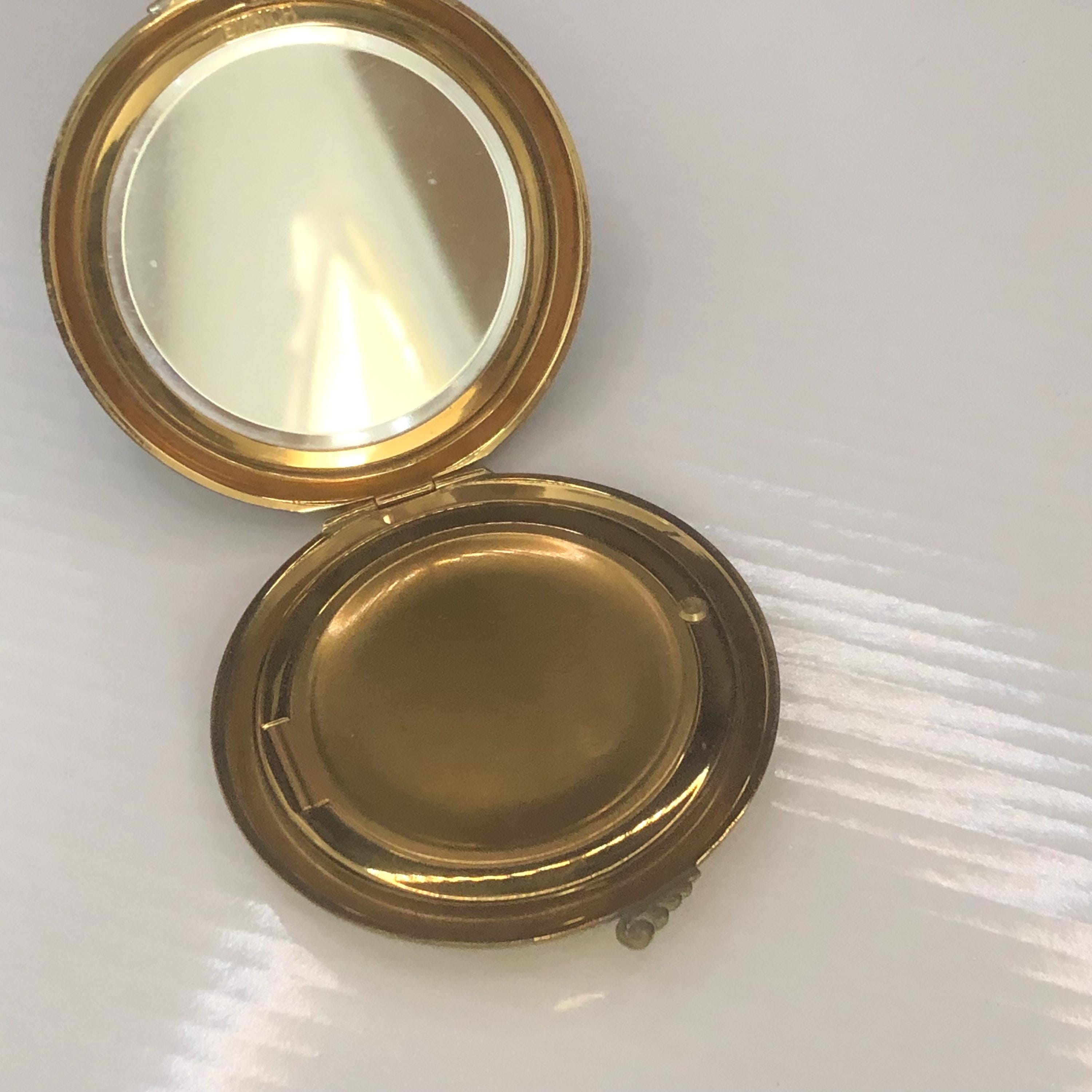 ヴィンテージ メイクアップ コンパクトミラー 1940年代 ラインストーン