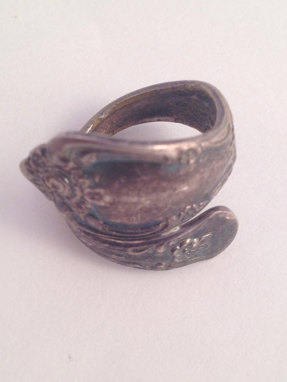 Vintage sterling spoon ring sterling silver ring wrap ring silver spoon ring silver pattern spoon ring size 5 6