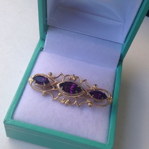 Vintage Pin Art Deco Design Purple Rhinestone 1920&#39;s Great Gatsbys