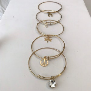 Stacking Bracelet Charm Bracelet Stacking Charms Goldtone