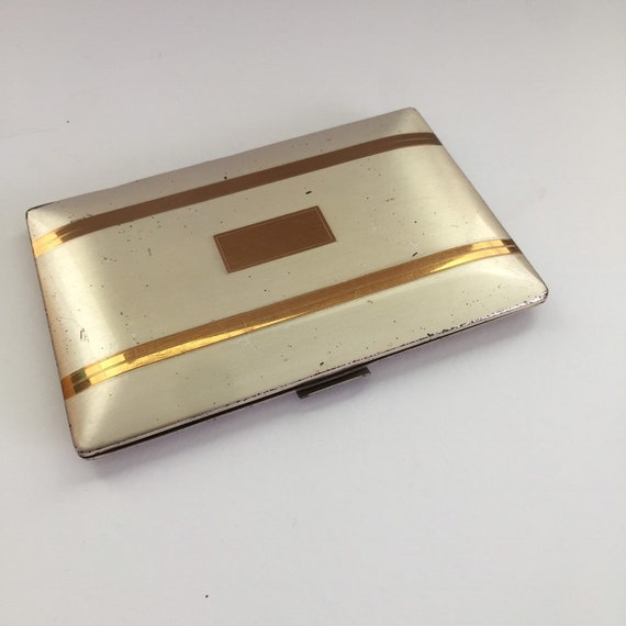 Elgin American Cigarette Case Vintage Gold Silver Tone Finish 
