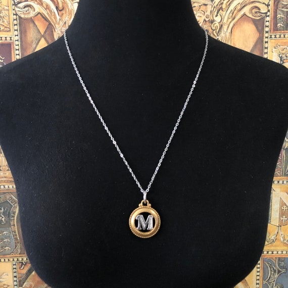 Letter M Initial Necklace Pendant Gift Gold Silver Rh… - Gem