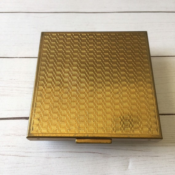 Vintage Compact 1950s Goldtone Rhinestone Compact… - image 2