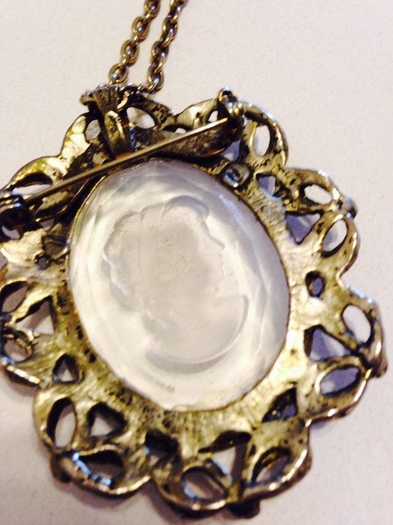 Vintage Victorian Crystal Intaglio Brooch Pendant… - image 2