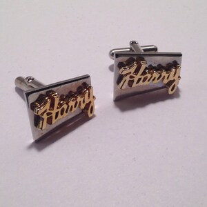 Vintage Cuff Links For Men Harry Henry Harold Gold and Silver