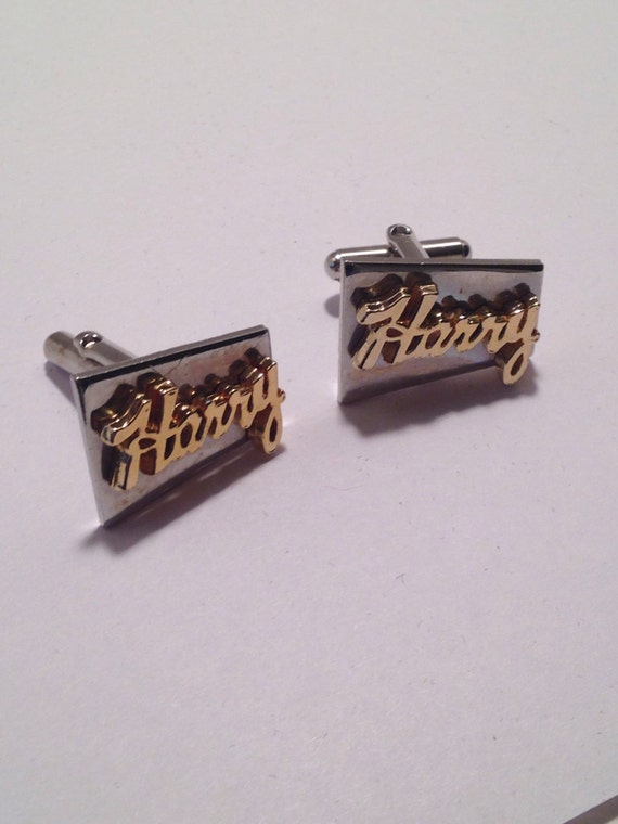 Vintage Cuff Links For Men Harry Henry Harold Gold