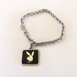 Bracelet Rare Playboy Original Vintage 1960s Black Enamel Ladies Playboy Bunny Bracelet and Earrings