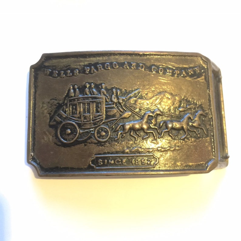 Wells Fargo Stagecoach Brass Belt Buckle Emblem Logo Etsy