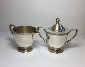 Vintage Oneida Silverplate Cream and Sugar Set Lakewood Sugar and Creamer - Oneida Community