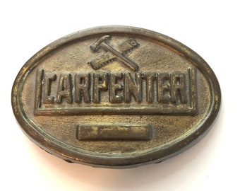 Vintage Large Craftsman Carpenter Woodworker Belt Buckle