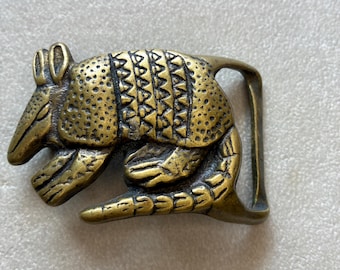 Vintage Armadillo Brass Classic Belt Buckle Gift