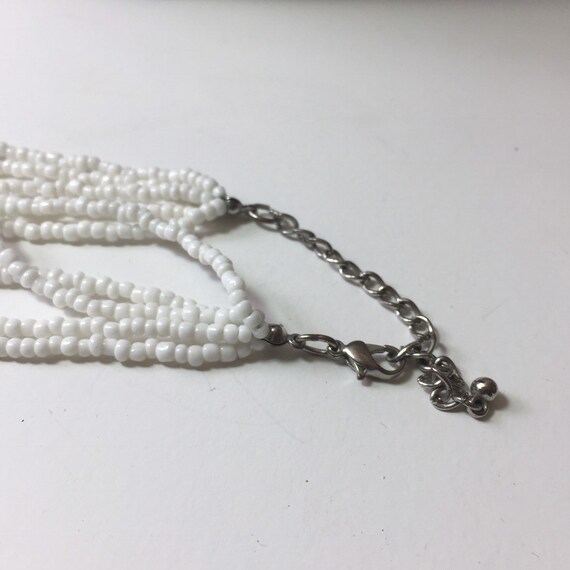 Multistrand White Boho Beaded Necklace, Opaque Be… - image 5