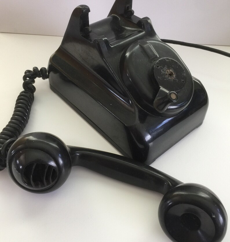 Vintage Leich Crank Telephone Black Bakelite Phone Ringer Etsy