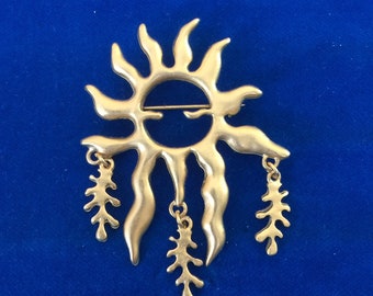 Sun Pin Brooch Kirks Folly Sun Designer Signed