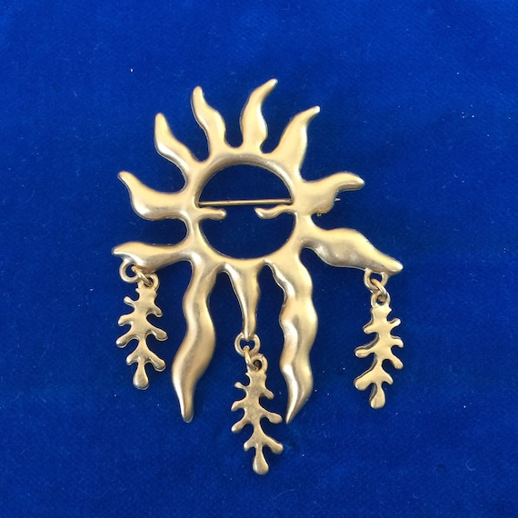 Sun Pin Brooch Kirks Folly Sun Designer Signed - image 1