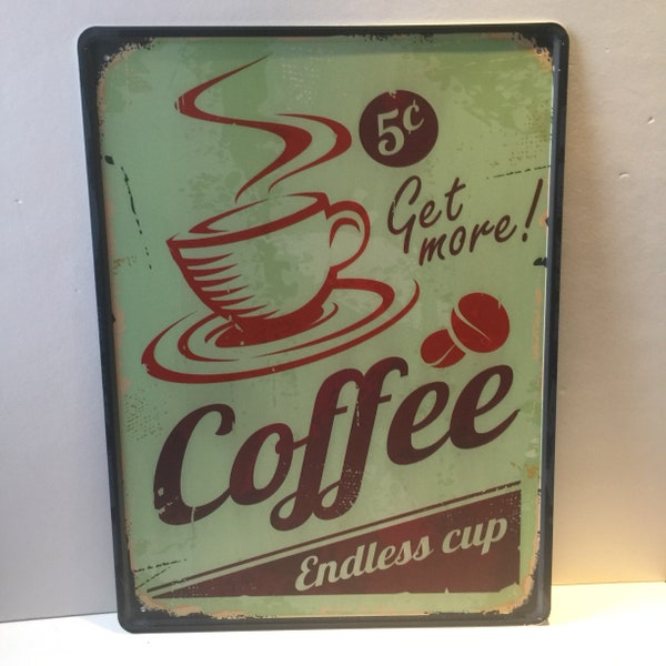 Coffee Shop Sign Endless Cup For Coffee Shop House Coffee Bar Kitchen COFFEE Sign Sign Home Decor Gift Kitchen Retro Sign