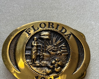 Florida State Seal 1845 Solid Brass Vintage Belt Buckle by Heritage Mint Brass Classic Belt Buckle Gift