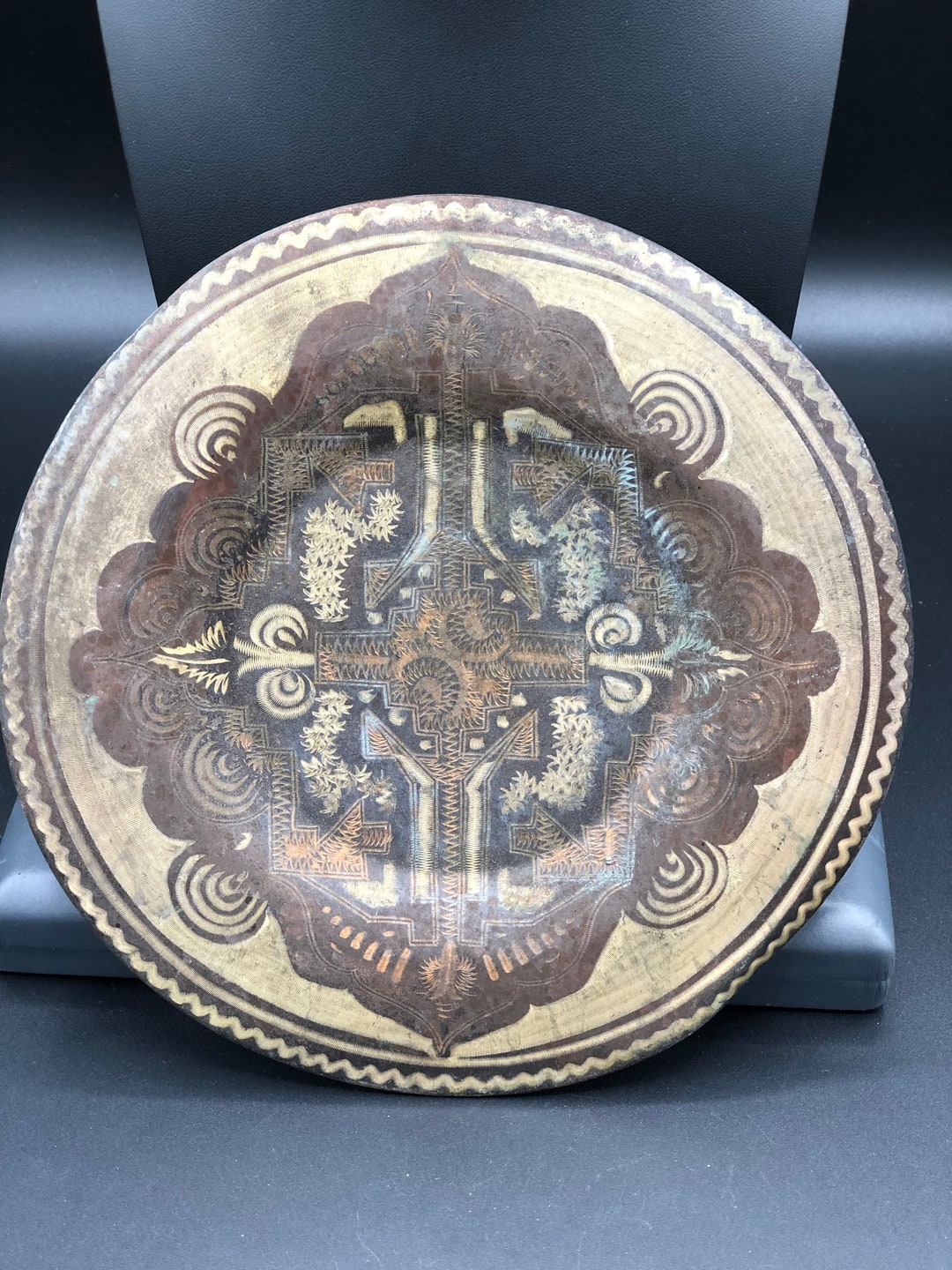 Antique Etched Copper Embossed Wall Hanging Decorative Plaque Insert Accent Etsy