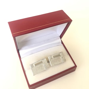 Vintage Cuff Links Geometric Mid Century Cufflinks Silver 1960s