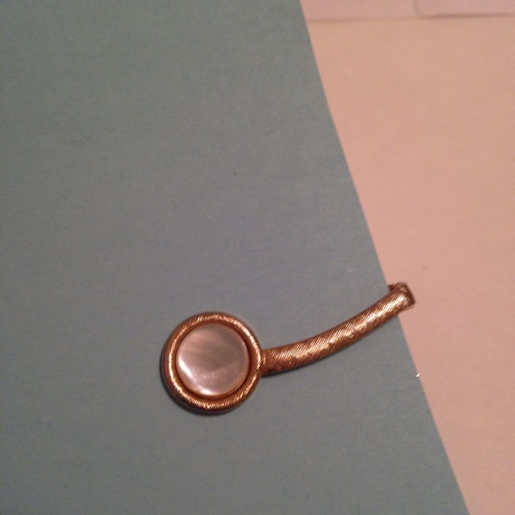 Pince à Cravate Vintage En Métal Doré Avec Incrustation De Nacre - Made In France