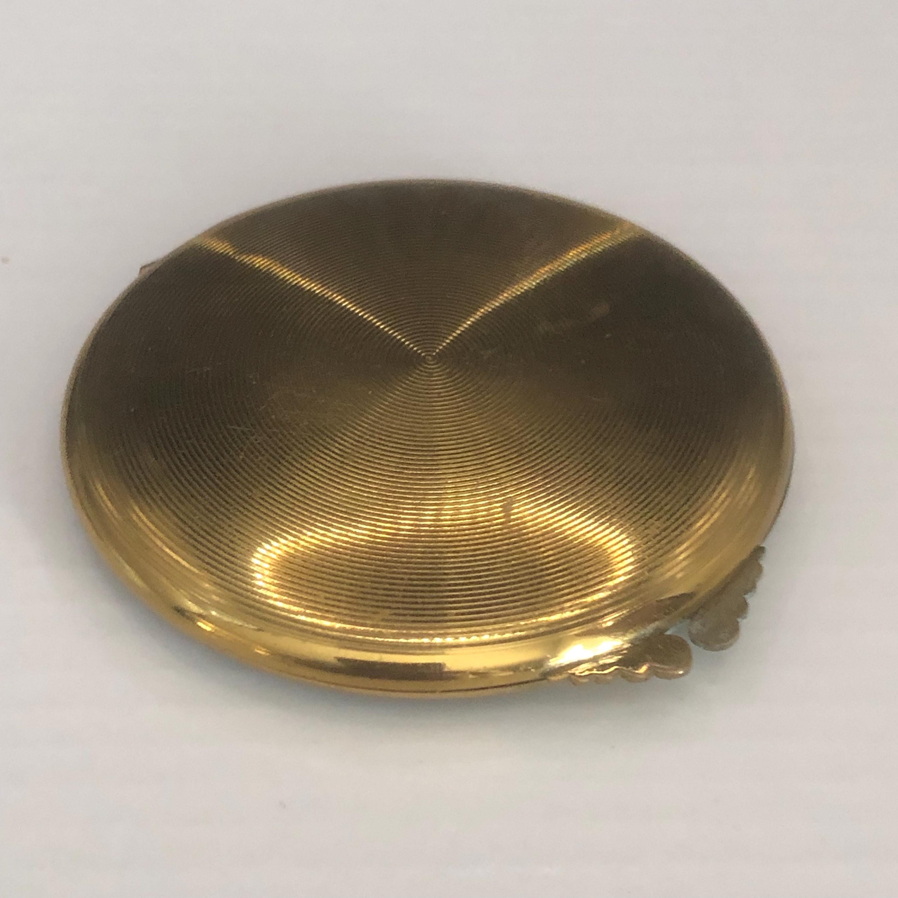 ヴィンテージ メイクアップ コンパクトミラー 1940年代 ラインストーン