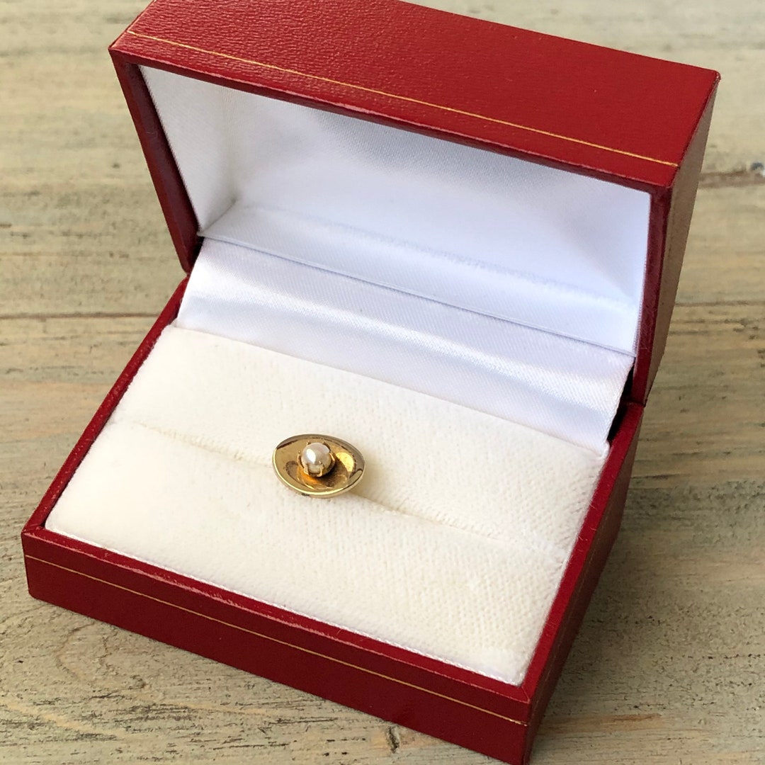 Pearl Tie Pin With Chain Mens Tie Tacks With Anchor Chain Etsy