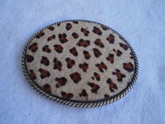 Leopard Faux Fur Cheetah Belt Buckle Rockabilly C… - image 1