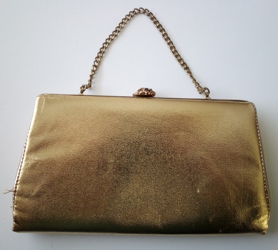 Vintage Gold Lame 1950's Formal Collectible Clutch Pu… - Gem