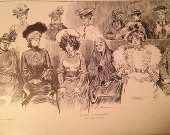 Antique Gibson Girl Art Print Charles Dana Gibson 1903 Jurors