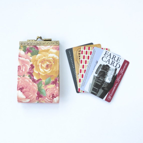 Roses card holder wallet Business card holder Floral credit Etsy