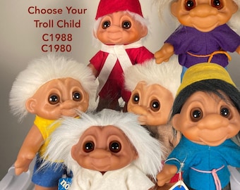 1979 DAM Troll Doll: XL 17-inch Posable Kid Giant, Natural Mohair