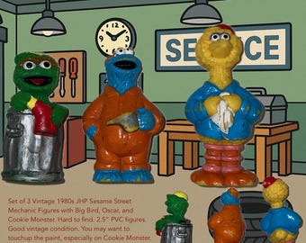 Figuras vintage de Barrio Sésamo - Recuerdos de fiesta. Muchos juguetes de PVC de los Muppets de Jim Henson.
