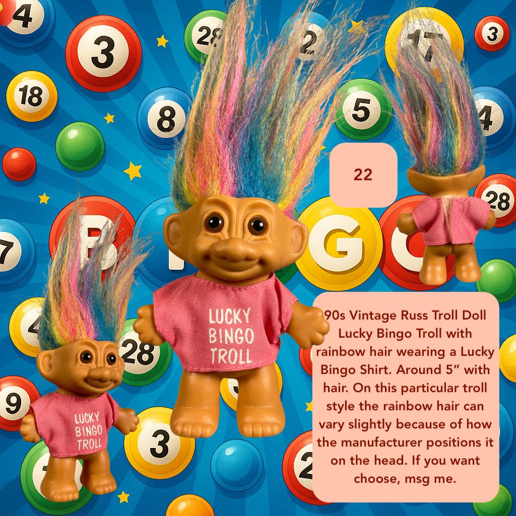 Lucky Troll Doll | 90s Vintage Russ Berrie Gifts - Lottery, Bingo