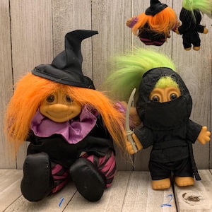 Halloween Horror Vintage Troll Dolls | 90s trolls make weird and unique gifts | Choose Your Faves Russ Berrie Trolls | 90s Halloween Decor