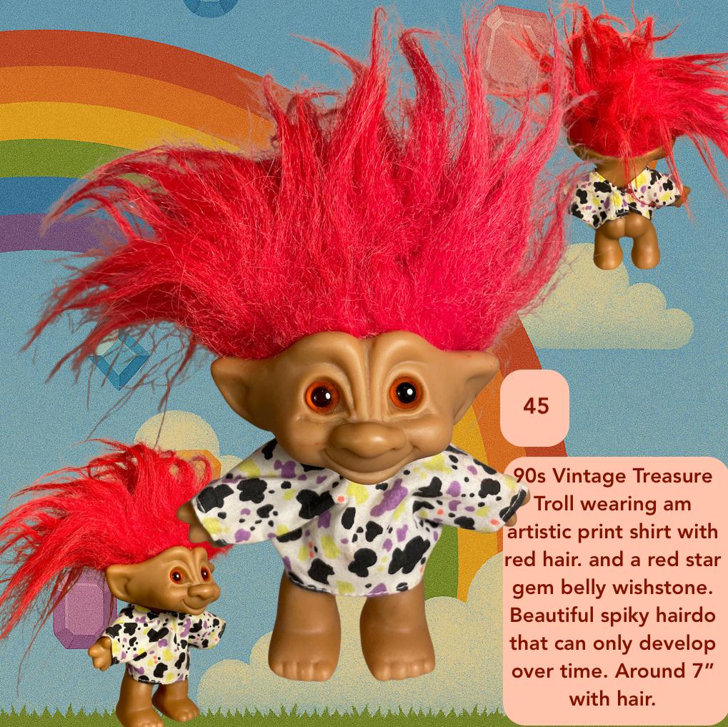 Vintage Ace Treasure Troll Doll With Gem Belly Wishstone Early 90s