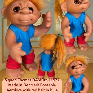 Bambole Troll DAM grandi del 1977 - Prodotte in Danimarca, firmate Thomas DAM / Mohair, braccio mobile