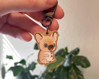 Portachiavi in legno a forma di cane FRENCHIE da 1"