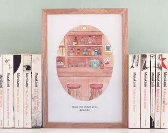 Haruki Murakami Hear the Wind Sing Book Cover Wall Art Print - Book Lover Gift for a Bookworm or Bibliophile of Japanese Literature Novel