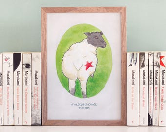 Haruki Murakami A Wild Sheep Chase Book Wall Art Print, Literary Gift for a Book Lover or Reader's Home Library Wall Decor
