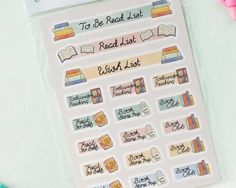 Reading Journal Planner Sticker Pack - Book Stack Bookish Stickers for Book Lover / Nerd Gift, Books to Read TBR Stickers, Reading List