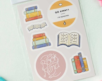 Bibliophile Sticker Pack - Book Stack Bookish Stickers for Book Lover / Nerd Gift, Books to Read TBR Stickers, Reading List, Penguin Books