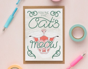 Cat's Meow Birthday or Best Friend Card for Cat Lover, Owner, Cat Mom, Perfect for Birthday, Valentine's Day, Galentine's Day or Anniversary