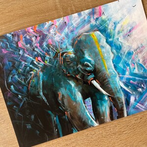 Elephant Painting Print  A4 size, Elephant art print, Elephant wall art, Animal wall decor, Animal modern print,Graffiti Elephant  Print