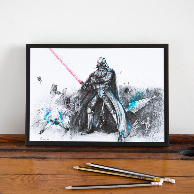 Darth Vader Inkjet Print, Star Wars Art, Signed A4/A3 image 5