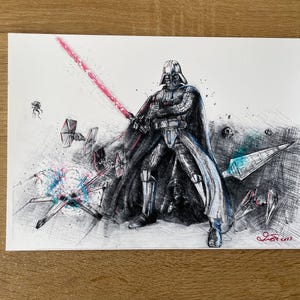 Darth Vader Inkjet Print, Star Wars Art, Signed A4/A3 image 9