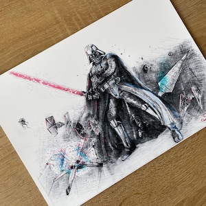 Darth Vader Inkjet Print, Star Wars Art, Signed A4/A3 image 7